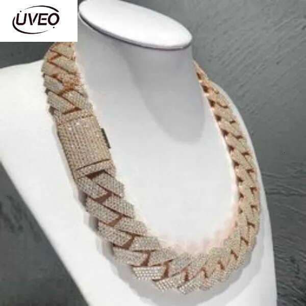 dia gold necklace 20mm Width 3 Row hop hip jewelry iced Out moissanite dias cuban k chain necklaces designer bracelet Free Shipping