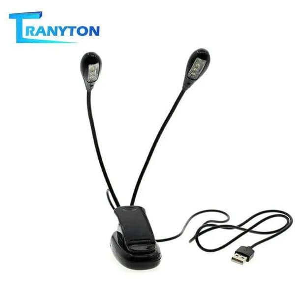 Adjustable USB LED Book Light 8 LEDs Clip-On Two Arms Reading Lamp for Music Stand and Book Reading Flexible Gooseneck Desk Lamp Z241130