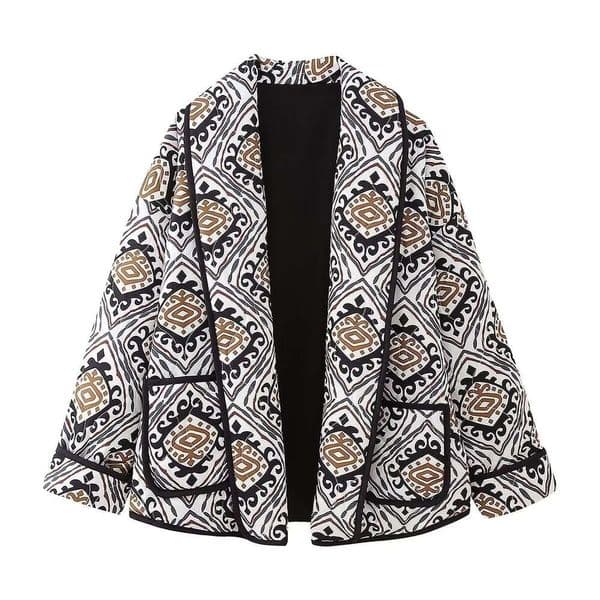Autumn/Winter European and American Women's Street Printed Cotton Coat W028 5873 2024 New Casual Versatile Fashion Clothing