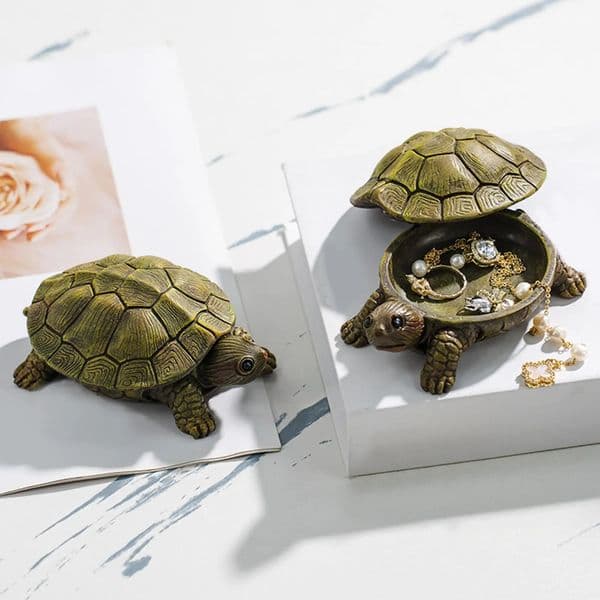 Jewelry Box Necklace Earrings Bracelets Decor Holder Turtle Figurine 241202