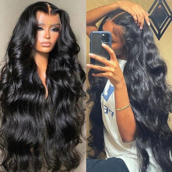 99J Burgundy 13x6 HD Body Wave Front Human Hair Wigs For Women Highlight Ombre 13x4 Lace Frontal Wig Brown Colored Synthetic Wig