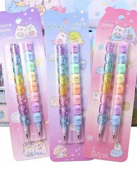 2pcsSet Cute Bear Non Sharpening Mechanical Pencil Student Writing Pen School Office Supplies Stationery Gifts 241120