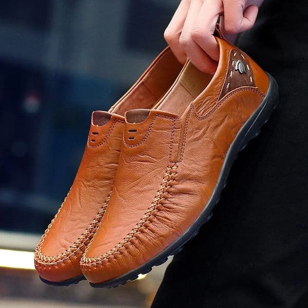 Leather shoes mens fashion leather genuine high-quality comfortable mens casual driving shoes Plus size 37-47 241203