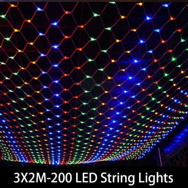 Tail Plug 3*2M 200LED Wedding Garden New Year Net Mesh Garland LED Christmas Decoration Outdoor Fairy String Light EU Plug 220V Z241203