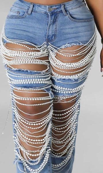 Women's Jeans Womens plus size pearl denim jeans with casual retro cut high waist Y2K Strtwear pearl denim jeans pocket ultra-thin denim Trouser H241130 GDMK