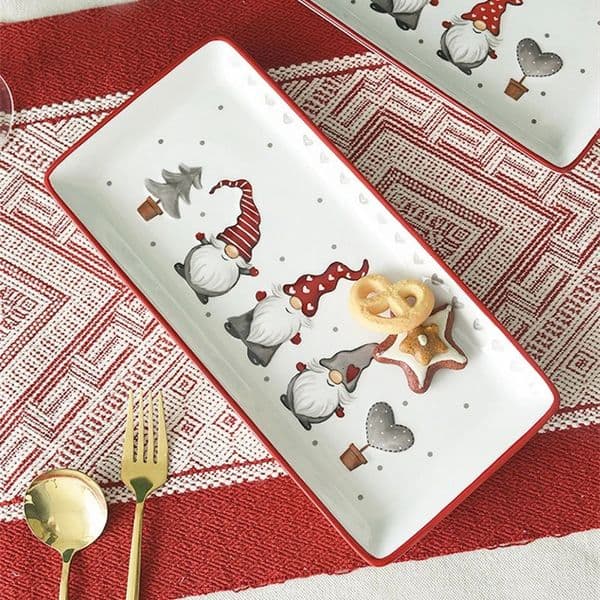 Rectangular Christmas ceramic plates afternoon tea dessert trays ceramic relief boards Western tableware gifts 241203
