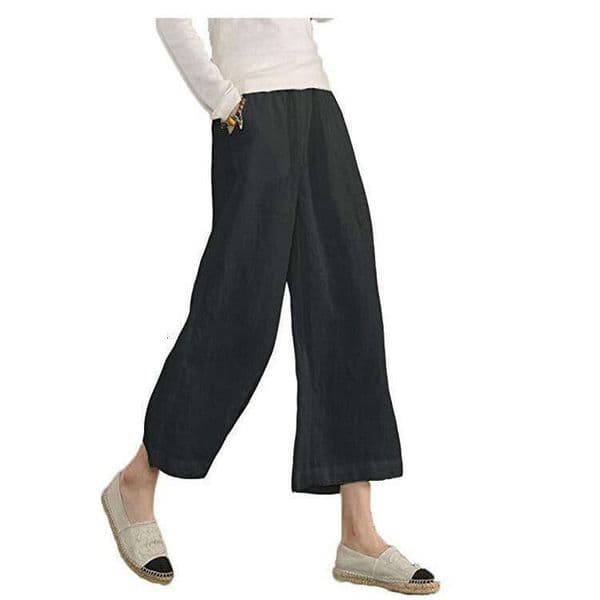 linen solid color casual straight leg cropped pants for women 2024 temperament versatile new trendy clothing ins