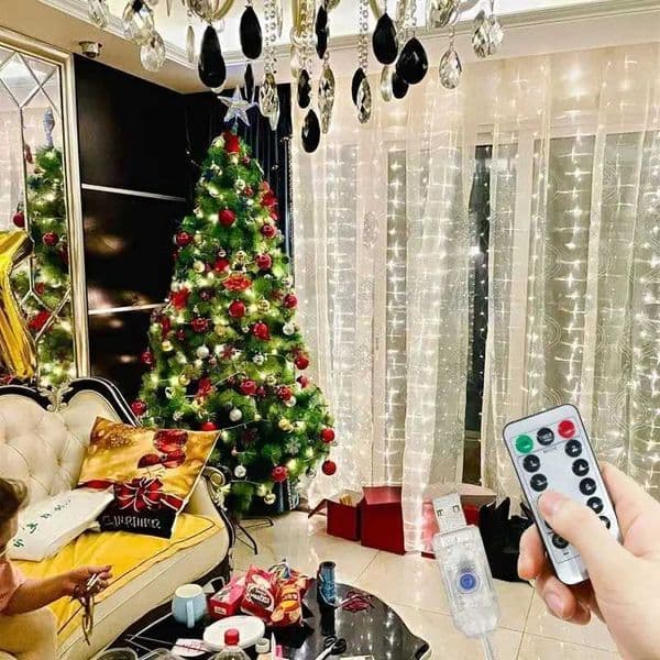 New Year 2025 Fetsoon USB Curtain Light String Fairy Remote Control Christmas Garland Lamp Noel 2024 Xmas Home Room Decoration Z241203