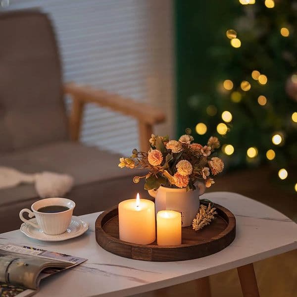 Wooden Christmas decoration tray circular candle holder coffee table farmhouse table wooden tray holiday bird 241203