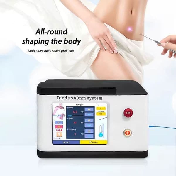 Latest Model 980nm Diode Laser Lipolysis Effective Body Fat Removal Slimming Machine 2 Wave 980nm+1470nm Fiber-optic Coupling Skin Tightening