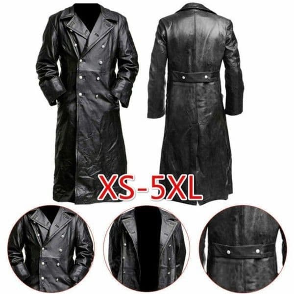Mens Classic German Second World War Military Officer Black Fur Coat 241203CJ