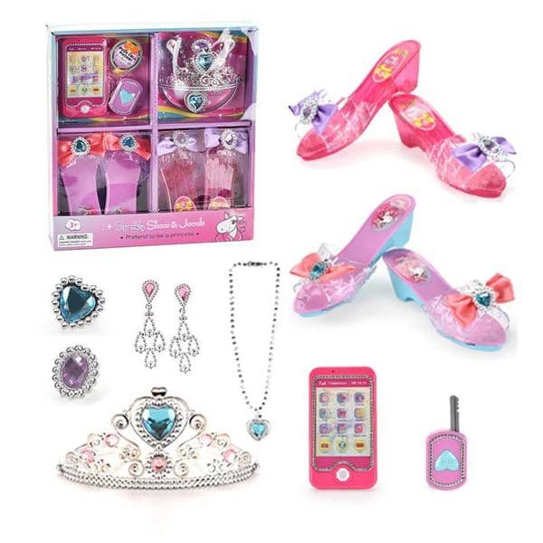 Princess Dress Up Shoes Pretend Play Crown Earrings Jewelry Electronic Phone Beau Fashion Toys for Girls Gift ToddlerXJ241204