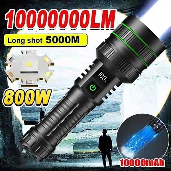 2026 1000000Lm Most perfume Powerful LED cologne Rechargeable Type C Flashlight Long Range 5000M Tactical Torch Light For Fishing Hunting Z241204 Free Shipping