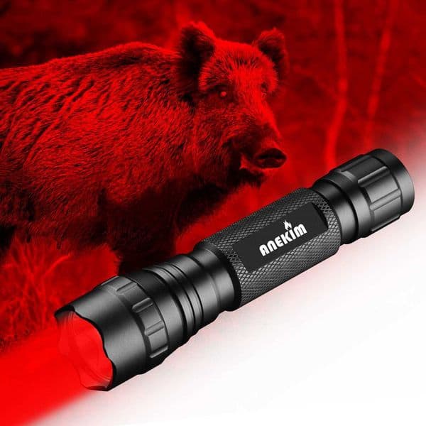 ANEKIM FL-11 1200LM Red Hunting Flashlight Zoomable Torch USB-C Rechargeable 18650 Battery for Wild Hog Coyote Fishing Z241204