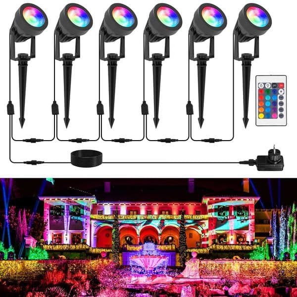 Outdoor Light Garden Landscape Decoration RGB EU/US Plug Spotlight Waterproof Pathway Yard Spike Lawn Lamp 110V 220V Lighting Z241204