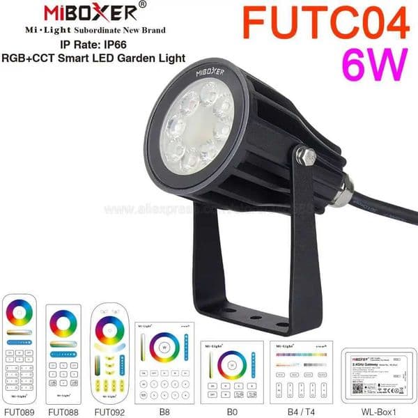 Miboxer FUTC04 6W RGB+CCT Smart LED Garden Lamp IP66 AC 110V 220V 2.4G RF Wireless WiFi Control for Outdoor Landscape Decoration Z241204