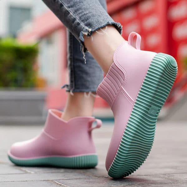 Fashion Rain Boots Womens Galoshes Ladies Shoes Walking Non-slip Waterproof Ankle Rainboots Female Home Garden Work Short Boots 241204