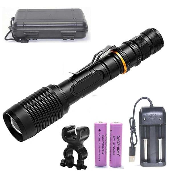 3800lm Zoomable led flashlight T6 tactical Zoom Torch Lighting Lamp camping light lantern +2* 18650 battery +usb Charger Z241204