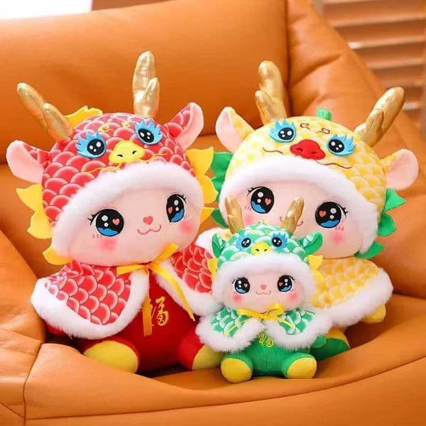 Cute Mascot Plush Toy Doll Little Dragon Baby Soft Stuffed Annual Meeting Wedding Throw Doll Decoration Childrens GiftXJ241204