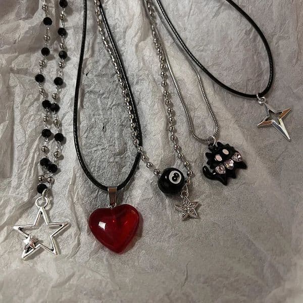 Vintage Fashion Leather rope Star Pendant Necklace For Women Men Antique Silver Color Jewelry Accessories Y2k Aesthetic 241204