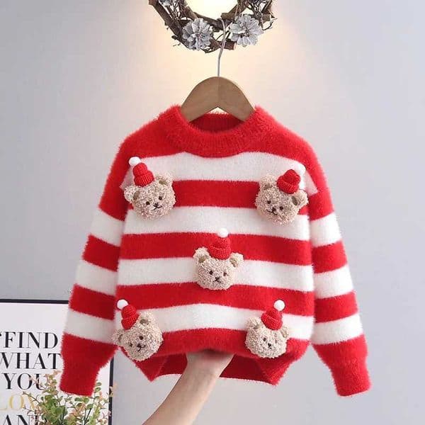 Womens wool knitted tops autumn winter childrens knitted tops baby clothing womens Christmas jackets childrens suede sweaters W241205