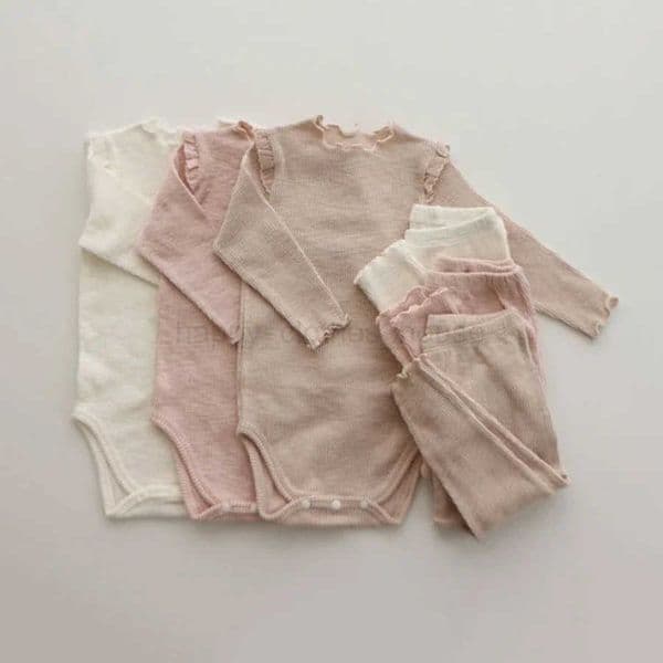 2Pcs Baby Outfits Newborn Cotton Long Sleeve Bodysuit + Leggings Solid Color Infant Clothes SetsXJ241205