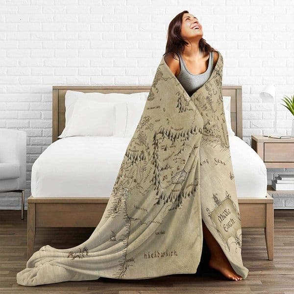 Fade Resistant Middle Earth Map Lord Of Ring Style Blanket Beautiful Will Stand Test Time style 1 241121