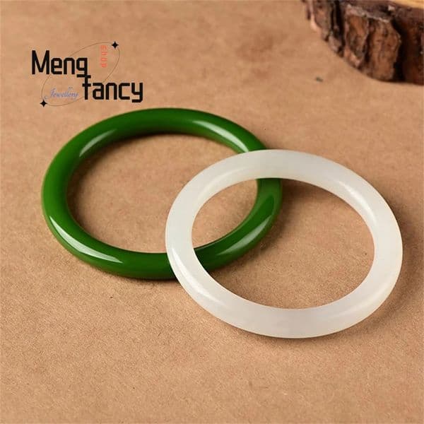 Natural Hetian Jasper White Jade Thin Bar Bracelet Personalized er Bangle For Women Fashion Charms Fine Jewelry 241204