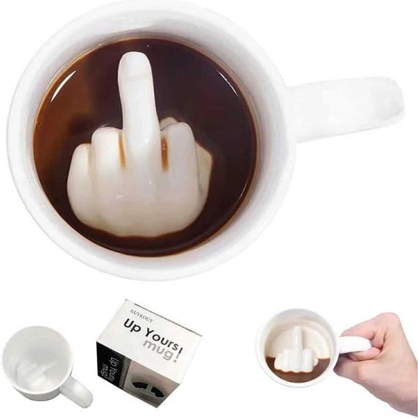 Middle Finger Cup Ceramic Mug Personalized Middle White Funny Coffee Milk Water Tea Cup with Handle for Party April Fools DayXJ241205