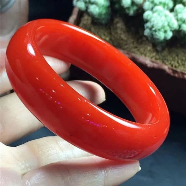 Natural Red Hand Carved Flat Strip Chicken Blood Jade Bracelet Fashion Boutique Jewelry Men and Women Wide Strip Bracelet Gift 241204