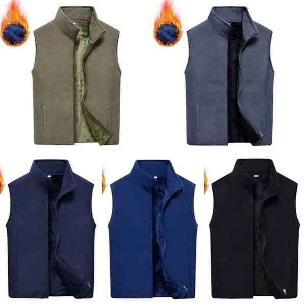 Mens Winter Sleeveless Jacket Thermal Fleece Vest Male Coat Lightweight Padded Thick Working Casual Vests For Man Clothes 241204