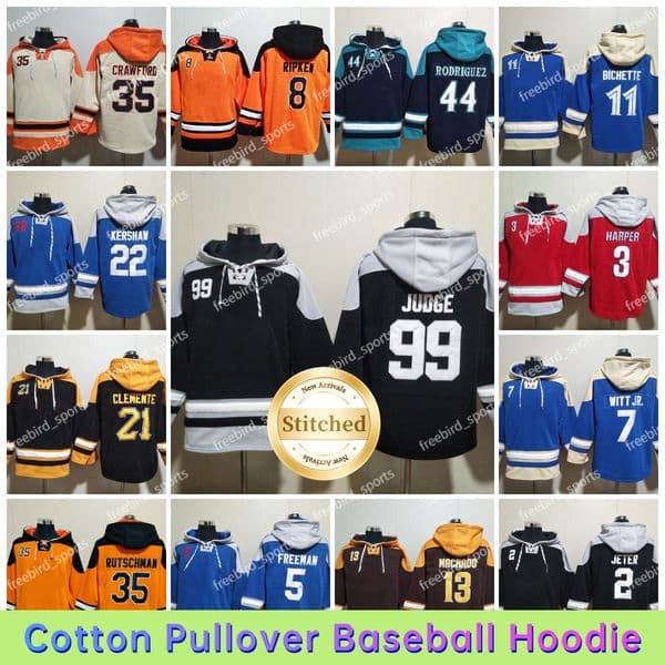 Cotton Pullover Baseball Hoodie 22 Juan Soto Betts Griffey Jr. Aaron Judge Freeman Acuna Jr 27 Vladimir Guerrero Jr. Derek Jeter Men Stitched Sweatshirt