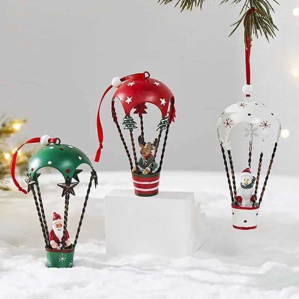 2024 New Christmas Iron Decoration Small Mailbox Santa Claus Elk Pendant Holiday Snowman Ornament Christmas Hot Air BalloonXJ241206