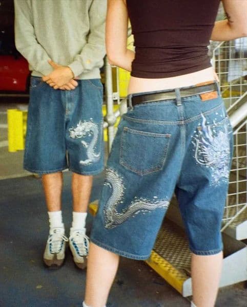 2024 Summer Retro Denim Shorts Y2K Men Women Fashion Loose Bounty Dragon Pattern Gothic Hip Hop Shorts Street WearXJ241206 Z260615