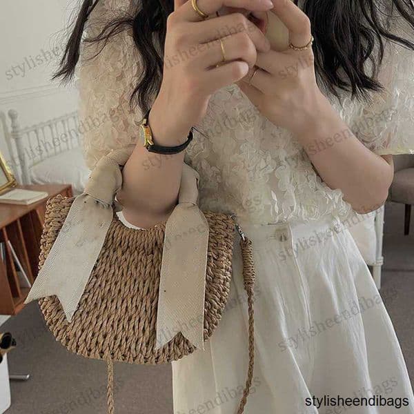 Rattan Letter Women Bag Luxury Designer Beach Shoulder Bag Woven Large Shopping Bag Fashion Crossbody Messenger Tote Straw Purse