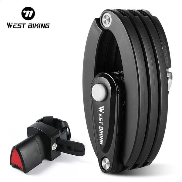 WEST BIKING AntiTheft Bicycle Folding Lock MTB Road Bike Portable Scooter Ebike Motorcycle Safety Cycling Accessories 241203