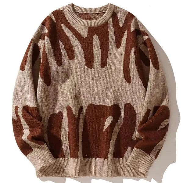 Mens Women Autumn Winter Couple Pullover Mens Retro Lazy Loose Trendy Knitted Sweater High Street Hip Hop Long Sleeve Knittwear 241206