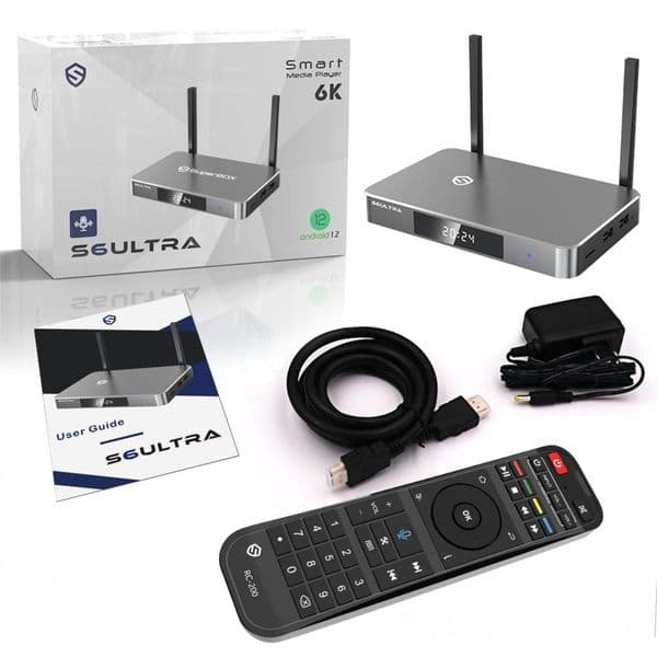 SUPERBOX S6 ULTRA - 2026 Model Smart TV Box with 4GB RAM +128GB Storage, Voice-Activated Remote & 6K HDMI Output for Easy Set Up Parental Control Features Included