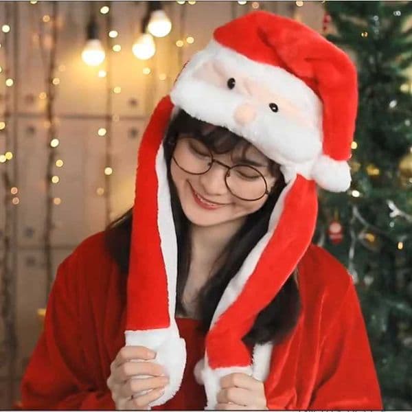 LED Santa Claus Hat With Moving Beard Christmas Funny Gift For Kids Boys Girls Cute Cosplay Santa Claus Glowing Hat Plush ToyXJ241207