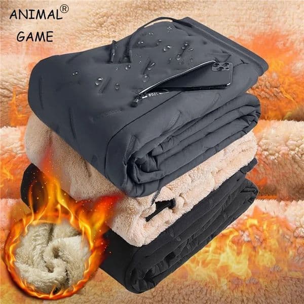 Winter sports shirt mens plush thick wool pants Lambswool casual windproof warm cotton 241206