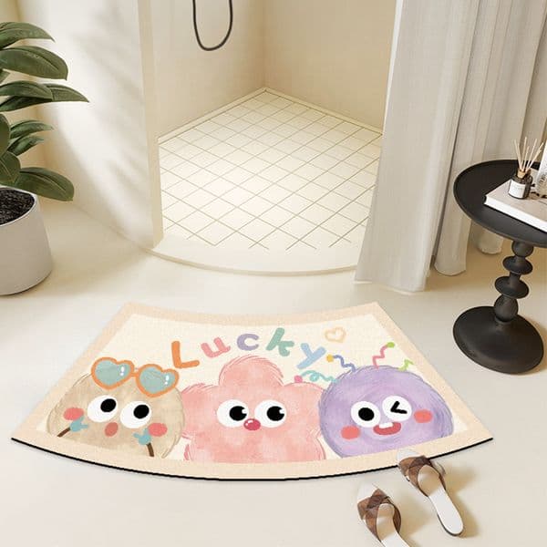2026 New Cartoon Curved Floor Style Bathroom Door Absorbent Quick Drying Cute Household Foot Mat Free Shipping