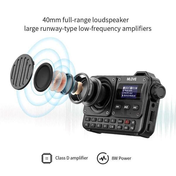 MLOVE BV800 Super-Portable Bluetooth Speaker with FM RadioLCD Screen Display Antenna AUX Input USB Disk TF Card MP3 Player X2505051