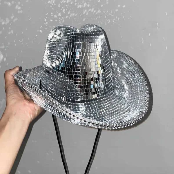Disco Ball Cowboy Hat Handmade Custom Mirrored Glass Cowboy Hat for Party Gathering Show Rave Fashion Disco Ball Mirror HatXJ241207