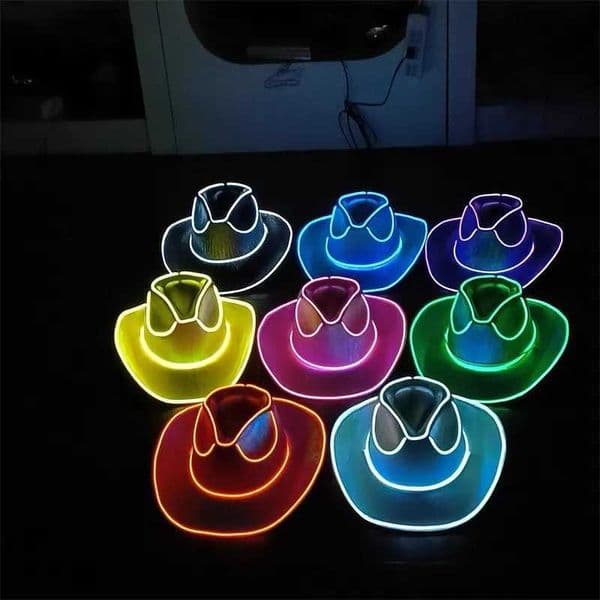 Halloween Wireless Disco Luminous Led Hat Glowing Light Bar Bachelorette Party Supplies Flashing Neon Western Cowboy HatXJ241207