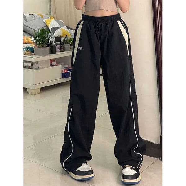 Women Casual Baggy Cargo Pants Drawstring Streetwear Loose Oversized Wide Leg Pant Sport Vintage Hip Hop Y2K Joggers Trousers 241203