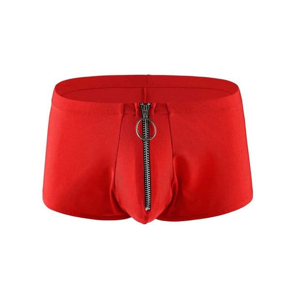 CLEVER-MENMODE Sexy Mens Boxing Shorts with Raised Underwear Slide Open Front Underwear Zipper Penis Pocket Crotch Boxing Shorts Underwear X241207