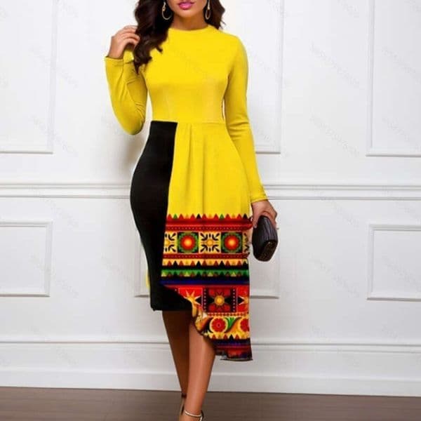 European American Spring and Autumn women's elegant layered hip hing mid length skirt with irregular splicing dress, 2024 temperament versatile new trend