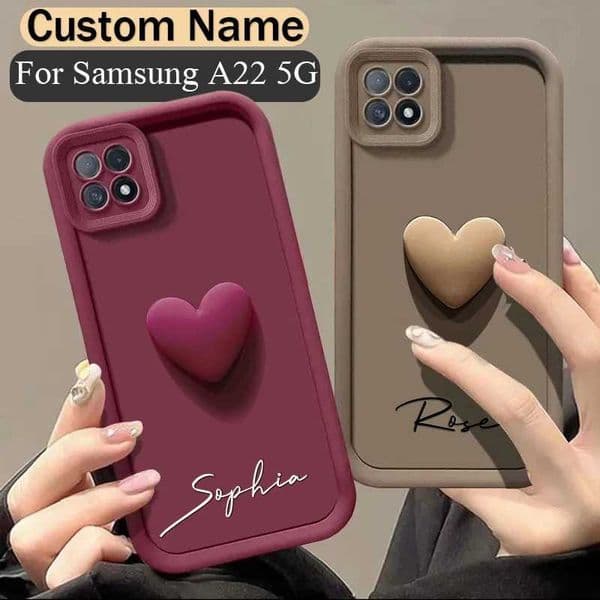 Hot Sale Suitable for Galaxy A22 5G personalized customization name case A22 5G 3D heart-shaped candy bumper cover A22 5G T241209