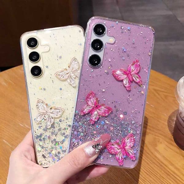 Designer Phone Case For A06 A16 A15 A05S M54 M14 A25 A55 A34 S24 ULTRA S23 FE PLUS silicone cover with transparent flashing butterfly shell M241209