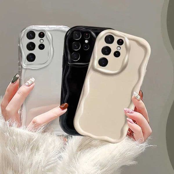 New Arrival Transparent curly wave soft TPU shell for Galaxy S24 S21 FE S22 S23 Plus super airbag shock-absorbing phone cover Z241209
